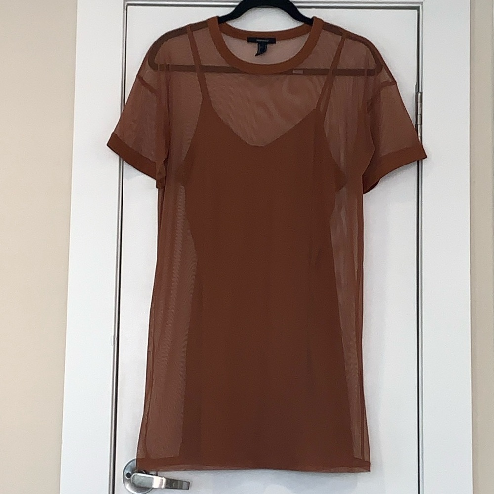 Forever 21 Layered Mesh Shirt Dress S - Picture 1 of 10